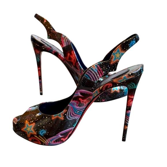 Christian Louboutin Hot Chick Sling Alta Pumps Starlight Neon EU 36.5 US 6.5 - Picture 3 of 15